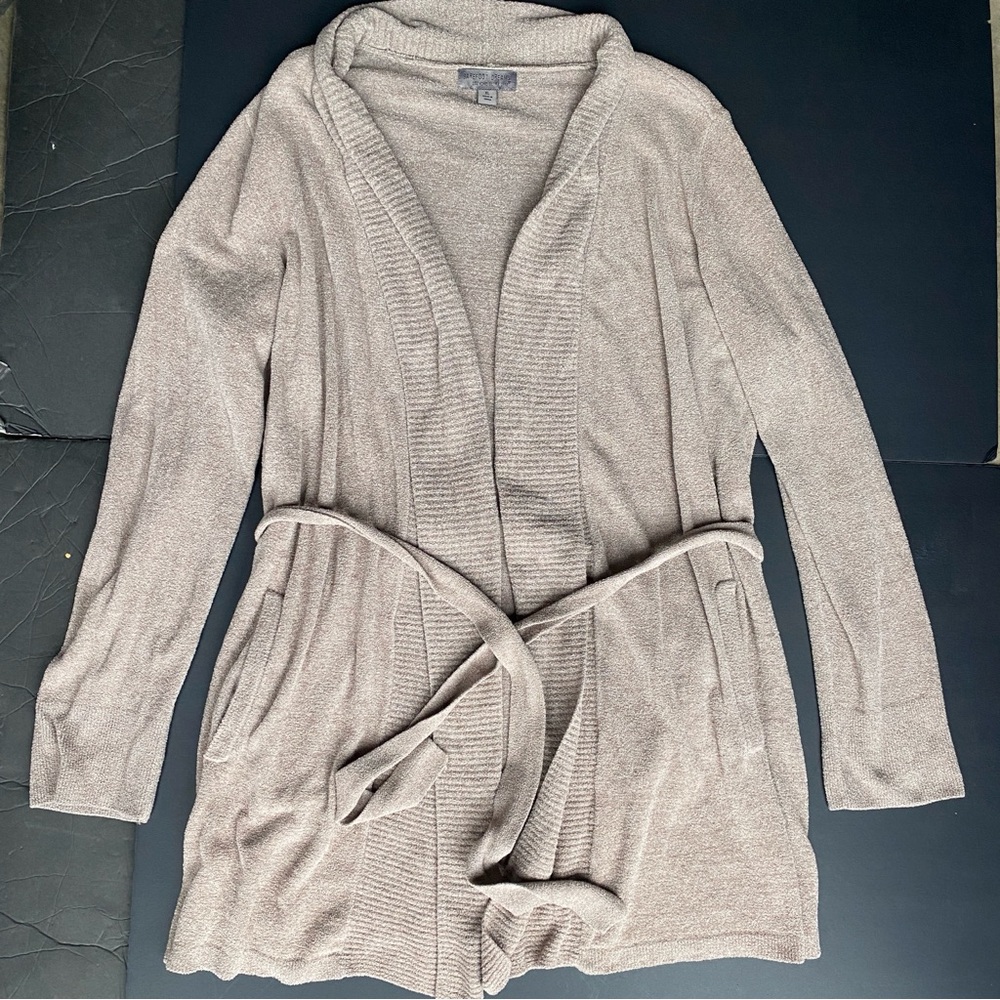 Barefoot Dreams Cozy Chic Ultra Lite Belted Drape Cardigan Size XL Gray
